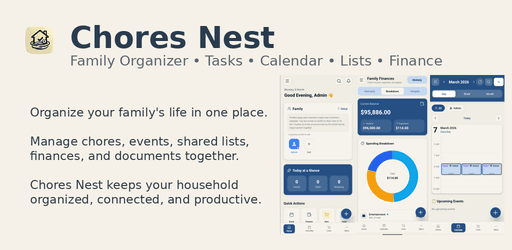 Chores Nest app showing organizer features